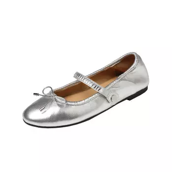 Туфли Мэри Джейн женские низкие Zi Xiao, серебряный