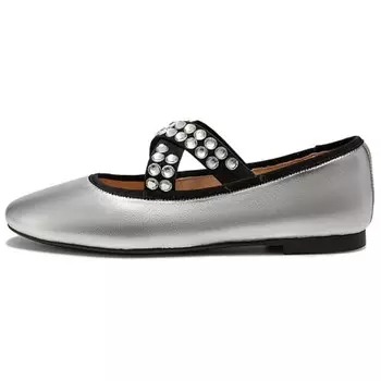 Туфли Мэри Джейн женские серебристые C°Banner