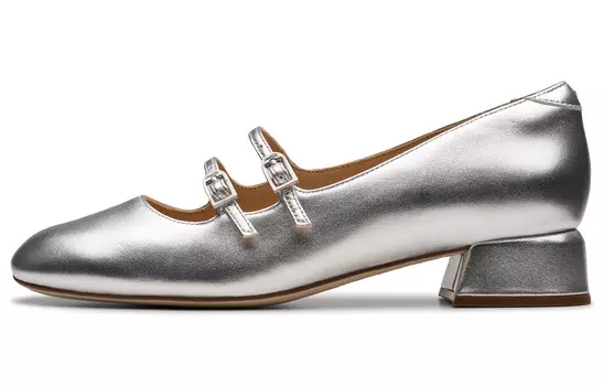 Туфли Мэри Джейн женские серебристые Clarks