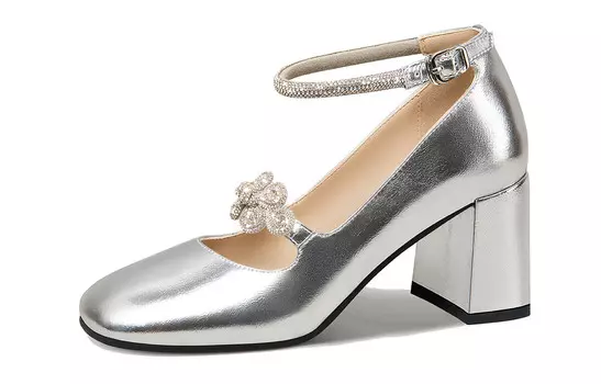 Туфли Мэри Джейн женские серебряный Lily Wei, цвет SilverHeel height 7cm