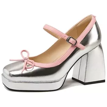 Туфли Мэри Джейн женские серебряный Lily Wei, цвет SilverHeel height 9cm