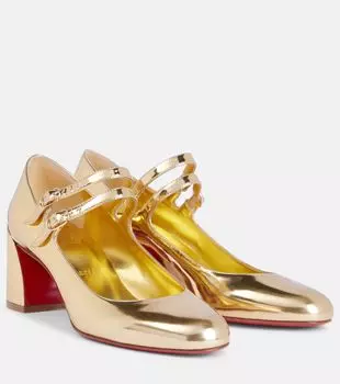 Туфли Mary Jane из зерненой кожи Miss Jane Christian Louboutin, золотой
