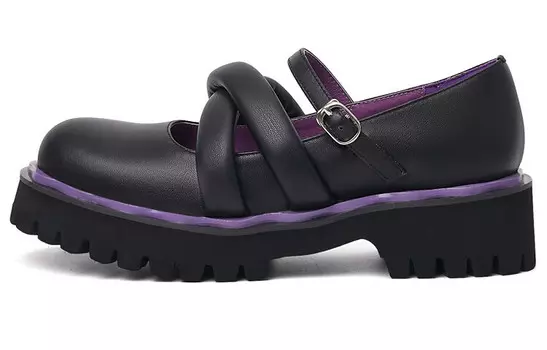 Туфли Mary Jane женские низкие черный/фиолетовый Stooshe
