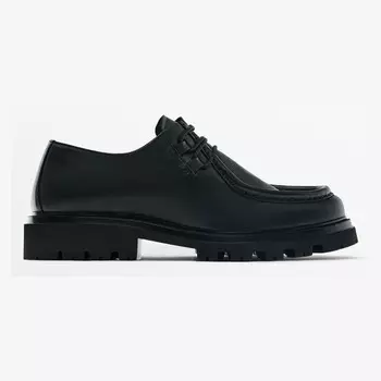 Туфли Massimo Dutti Black Nappa Moc Toe, черный