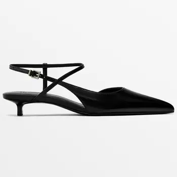 Туфли Massimo Dutti Heeled With Buckle, черный
