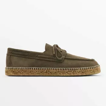 Туфли Massimo Dutti Split Suede Jute, хаки