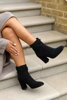 Туфли Mila на блочном каблуке из искусственной замши с квадратным носком Linzi, черный