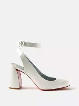 Туфли miss sab sling 85 из креп-сатина с пяткой на пятке Christian Louboutin, белый