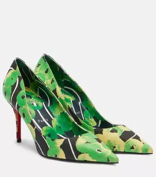 Туфли Miss Z 80 из печатного сатина Christian Louboutin, Multi Tropical/Lin