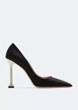 Туфли Miu Miu Satin Crystal Heel, черный