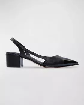 Туфли Monroe с пяткой на пятке Bernardo, цвет Black Antique Calf/Black Patent Leather