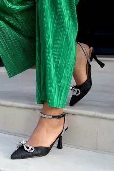 Туфли-мюли Beatrice на высоком каблуке с декором в виде банта Linzi, черный