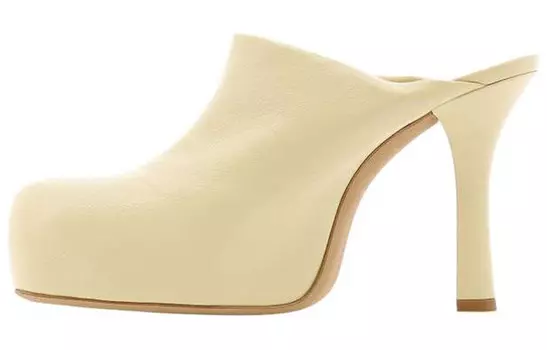 Туфли-мюли из кожи на платформе с квадратным носком, кремовые женские Bottega Veneta