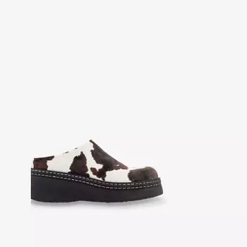 Туфли-мюли кожаные Miista Kristi с контрастной строчкой, коричневый / белый