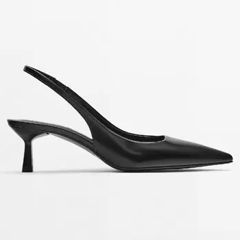 Туфли-мюли Massimo Dutti Leather High-heel, черный