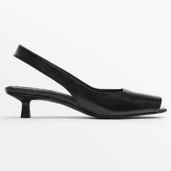 Туфли-мюли Massimo Dutti Leather High-heel, черный