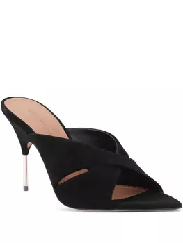 Туфли-мюли Samantha с перекрестными ремешками на каблуке Amina Muaddi, черный