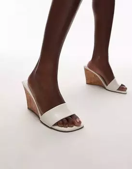 Туфли-мюли Topshop Farah на высоком каблуке-танкетке в кремово-белом цвете