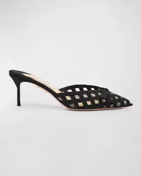 Туфли-мюли в клетку Romance Grosgrain Aquazzura, цвет Black