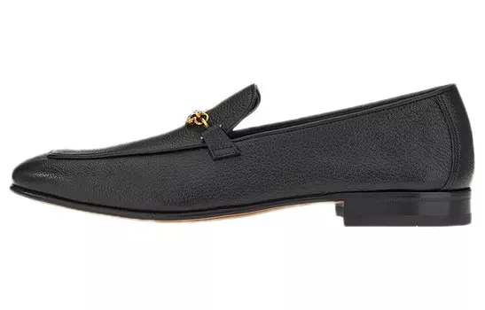 Туфли мужские Ferragamo с золотой пряжкой, черный