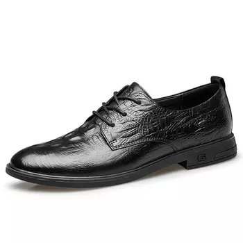 Туфли мужские Men"s Casual Men Low-Top Laorentou, цвет Black embossed