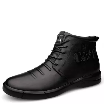 Туфли мужские Men"s Casual Men Mid-Top Laorentou, цвет Black Fleece-Lined
