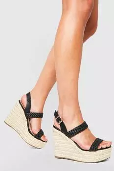 Туфли на банжеке широкой ширины с двумя ремешками Boohoo, черный