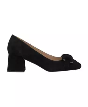 Туфли на блочном каблуке с квадратным носком и металлизированной отделкой Alma En Pena, черный