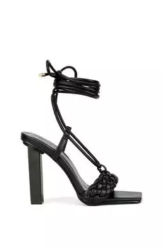 Туфли на блочном каблуке с плетеным ремешком и шнуровкой 'Mira' XY London, черный