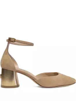 Туфли на блочном каблуке с ремешком на щиколотке Casadei, нейтральный