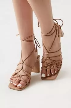 Туфли на блочном каблуке со шнуровкой Forever 21, нюд