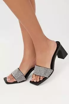 Туфли на блочном каблуке со стразами Forever 21, черный