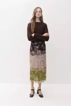 Туфли на блочном каблуке ZARA, бордово-красный