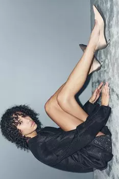 Туфли на изогнутом каблуке-рюмочке ZARA, серо-коричневый