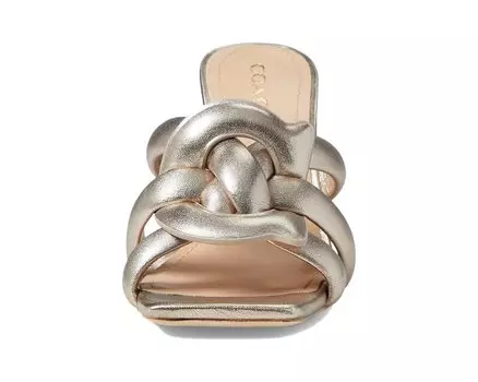 Туфли на каблуках Kellie Metallic Leather Sandal COACH, платиновое шампанское