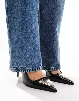 Туфли на каблуке ASOS DESIGN Pardon черного цвета с декоративными деталями и открытой пяткой