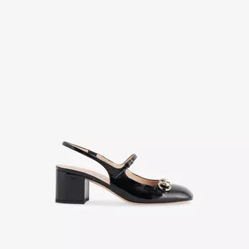 Туфли на каблуке Gucci Mary jane с металлической пряжкой, черный
