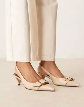 Туфли на каблуке-рюмочке ASOS DESIGN Stellar с пряжкой бежевого цвета