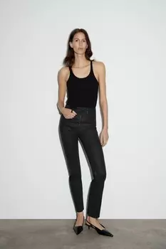 Туфли на каблуке-рюмочке с открытой пяткой ZARA, черный