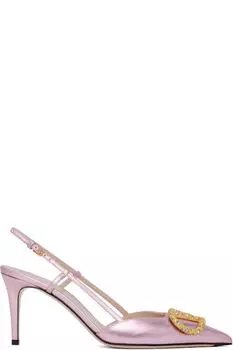 Туфли на каблуке с открытой пяткой VLogo Signature Pink Valentino Garavani