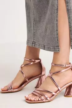 Туфли на каблуке с перекрещенной бретелькой спереди для широкой стопы Simply Be, розовый