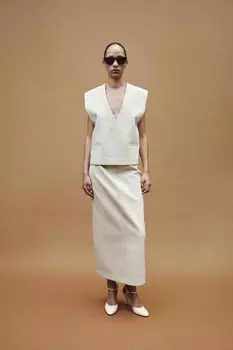 Туфли на каблуке с ремешком ZARA, экрю белый