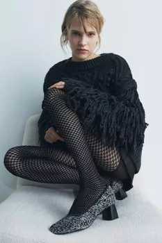 Туфли на каблуке со стразами ZARA, серебряный