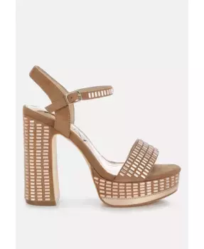 Туфли на каблуке Starlet с ремешком на щиколотке, украшенные стразами London Rag, коричневый/бежевый