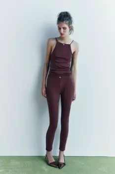 Туфли на котенком каблуке с металликом ZARA, золотой
