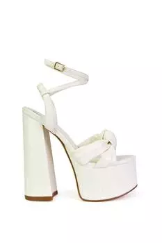 Туфли на очень массивном блочном каблуке и платформе с ремешком на щиколотке Faylinn XY London, белый
