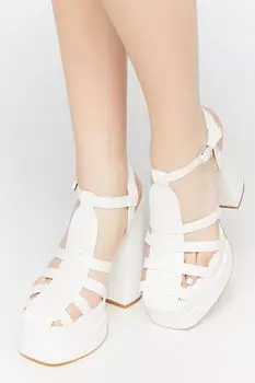 Туфли на платформе из искусственной кожи в клетку Forever 21, белый