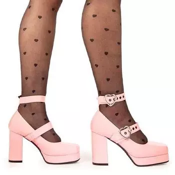 Туфли на платформе с узором «Chrome Heart» Lamoda, розовый