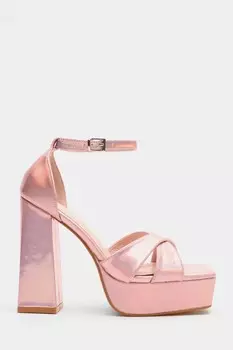 Туфли на платформе с зеркальным эффектом розового цвета QUIZ Clothing