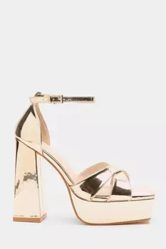 Туфли на платформе с зеркальным золотым покрытием QUIZ Clothing